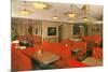 Diner Interior with Red Booths-null-Mounted Art Print