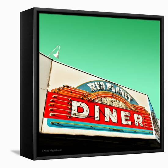 Diner Neon Retro Sign in America-Salvatore Elia-Framed Stretched Canvas