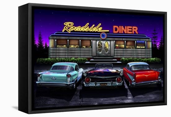 Diners and Cars VIII-null-Framed Stretched Canvas