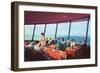 Diners in Space Needle, Seattle, Washington-null-Framed Art Print