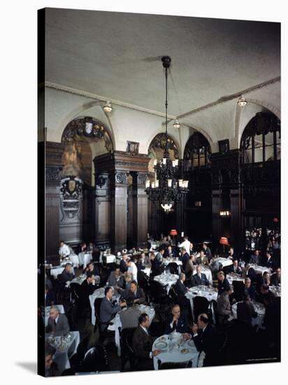 Diners in the Oak Room at the Plaza Hotel-Dmitri Kessel-Stretched Canvas