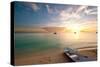Dinghy Boat on Beach at Sunset, Great Exumand, Bahamas-null-Stretched Canvas