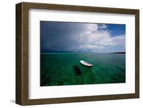 Dinghy in Clear Turquoise Water, Great Exumand, Bahamas-null-Framed Photographic Print