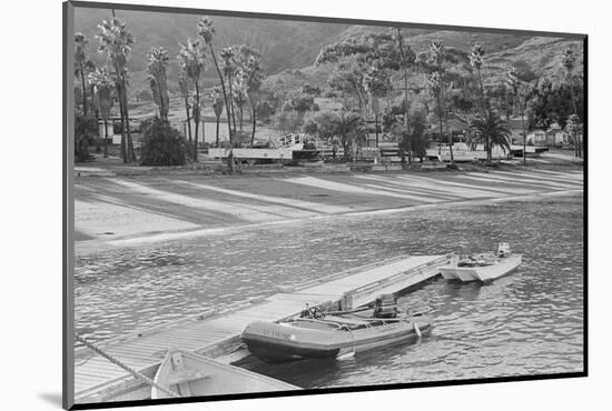 Dinghy Tied to Pier at Isthmus Cove-null-Mounted Photographic Print