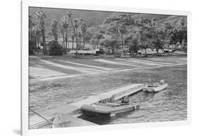 Dinghy Tied to Pier at Isthmus Cove-null-Framed Photographic Print