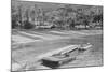 Dinghy Tied to Pier at Isthmus Cove-null-Mounted Photographic Print