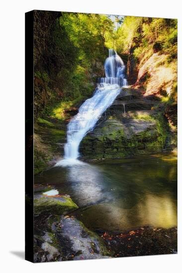 Dingmans Fall Early Autumn Scenic, Pennsylvania-George Oze-Stretched Canvas