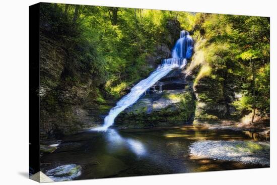 Dingmans Fall in Summer, Pennsylvania-George Oze-Stretched Canvas