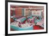 Dining Area with Purple and Blue Chairs, Retro-null-Framed Premium Giclee Print