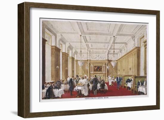 Dining at Fashionable Simpson's Restaurant in the Strand : the Gentlemen's Dining Room-null-Framed Art Print