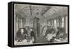 Dining Car on the Great Northern Railway-null-Framed Stretched Canvas