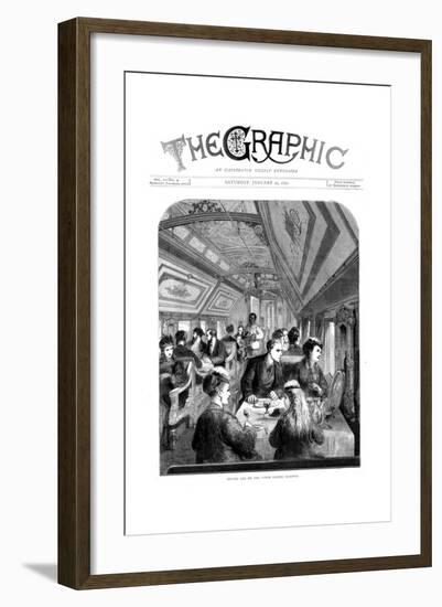 Dining Car on the Union Pacific Railroad, USA, 1870-null-Framed Giclee Print