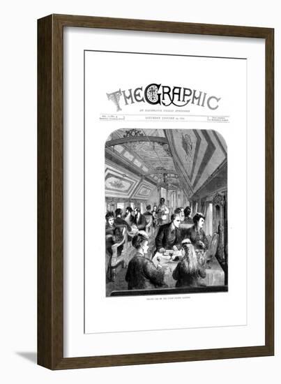 Dining Car on the Union Pacific Railroad, USA, 1870-null-Framed Giclee Print