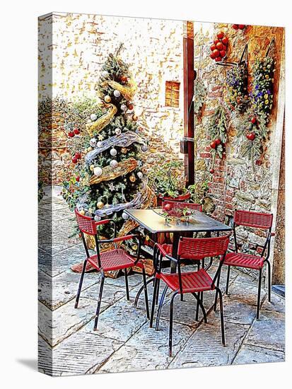 Dining Outside At Christmas Panicale-Dorothy Berry-Lound-Stretched Canvas