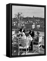 Dining Outside at Restaurant on Roof of Excelsior Hotel-Alfred Eisenstaedt-Framed Stretched Canvas