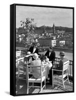 Dining Outside at Restaurant on Roof of Excelsior Hotel-Alfred Eisenstaedt-Framed Stretched Canvas