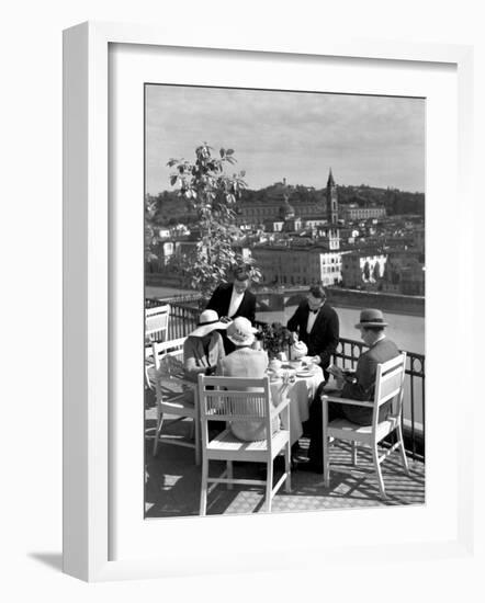 Dining Outside at Restaurant on Roof of Excelsior Hotel-Alfred Eisenstaedt-Framed Photographic Print