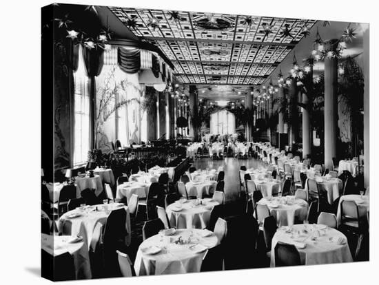 Dining Room of the Waldorf-Astoria Hotel, New York-null-Stretched Canvas