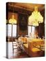 Dining Room with Black Crystal Chandelier, Le Cristal Room, Baccarat Restaurant, France-Per Karlsson-Stretched Canvas