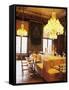 Dining Room with Black Crystal Chandelier, Le Cristal Room, Baccarat Restaurant, France-Per Karlsson-Framed Stretched Canvas