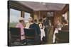 Dining Saloon on a London to Liverpool Express Train-null-Stretched Canvas