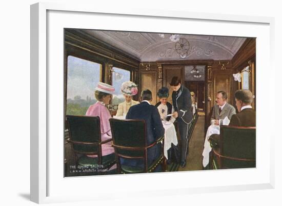 Dining Saloon on a London to Liverpool Express Train-null-Framed Art Print
