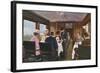 Dining Saloon on a London to Liverpool Express Train-null-Framed Art Print