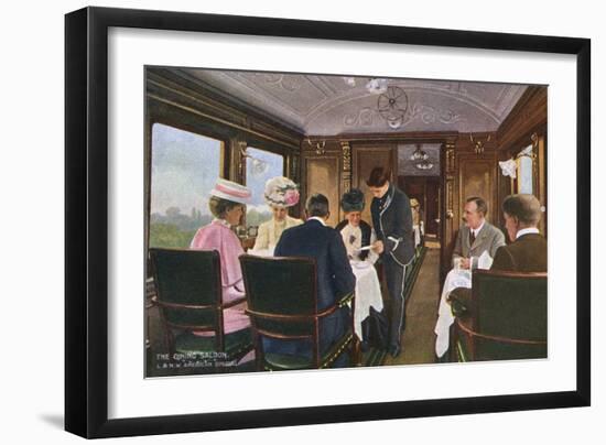 Dining Saloon on a London to Liverpool Express Train-null-Framed Art Print