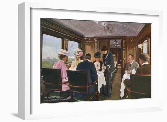 Dining Saloon on a London to Liverpool Express Train-null-Framed Art Print