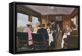 Dining Saloon on a London to Liverpool Express Train-null-Framed Stretched Canvas