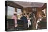 Dining Saloon on a London to Liverpool Express Train-null-Stretched Canvas