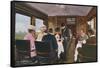 Dining Saloon on a London to Liverpool Express Train-null-Framed Stretched Canvas