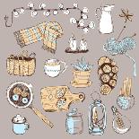 Sketchy Set. Cozy Hygge Elements, Home Interior Details. Warm Atmosphere, Time to Hygge. Handdrawn.-Dinkoobraz-Art Print