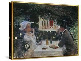 Dinner at the Ambassadors. Painting by Jean Beraud (1849-1935), 20Th Century. Oil on Wood. Dim: 0.3-Jean Beraud-Stretched Canvas