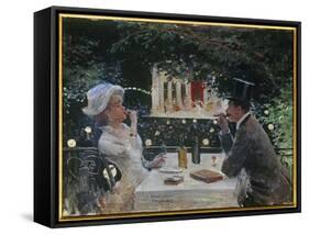 Dinner at the Ambassadors. Painting by Jean Beraud (1849-1935), 20Th Century. Oil on Wood. Dim: 0.3-Jean Beraud-Framed Stretched Canvas