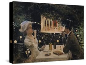 Dinner at "The Ambassadors"-Jean Béraud-Stretched Canvas