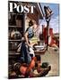 "Dinner Bell," Saturday Evening Post Cover, October 21, 1944-Stevan Dohanos-Mounted Giclee Print