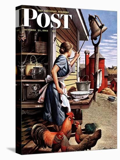 "Dinner Bell," Saturday Evening Post Cover, October 21, 1944-Stevan Dohanos-Stretched Canvas