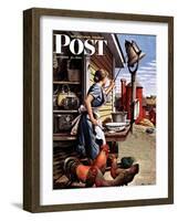 "Dinner Bell," Saturday Evening Post Cover, October 21, 1944-Stevan Dohanos-Framed Giclee Print