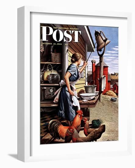 "Dinner Bell," Saturday Evening Post Cover, October 21, 1944-Stevan Dohanos-Framed Giclee Print