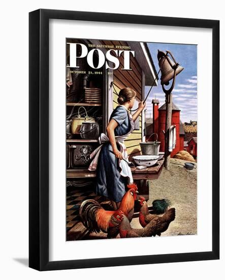 "Dinner Bell," Saturday Evening Post Cover, October 21, 1944-Stevan Dohanos-Framed Premium Giclee Print