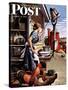 "Dinner Bell," Saturday Evening Post Cover, October 21, 1944-Stevan Dohanos-Stretched Canvas