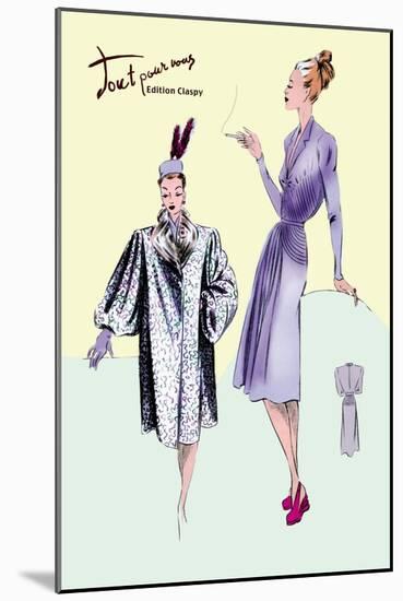 Dinner Dress and Overcoat-null-Mounted Art Print