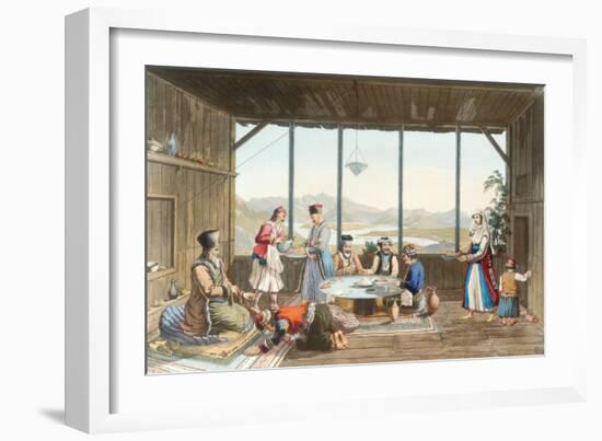 Dinner Held at Delphi in Honour of the Painter by the Elder of the Village of Chryso, Plate 10-Edward Dodwell-Framed Giclee Print