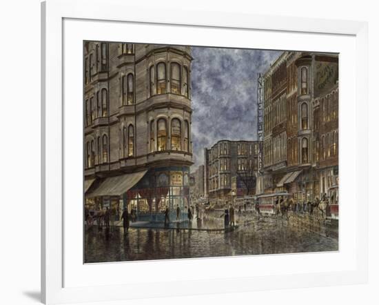 Dinner Hour, San Francisco, Ellis & Market St.-Stanton Manolakas-Framed Giclee Print