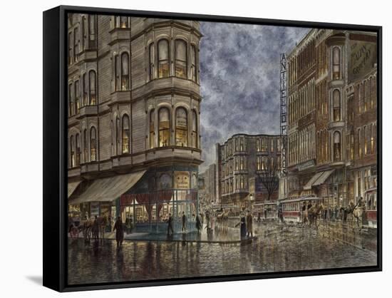 Dinner Hour, San Francisco, Ellis & Market St.-Stanton Manolakas-Framed Stretched Canvas