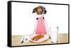 Dinner Meal at Table Dog-Javier Brosch-Framed Stretched Canvas