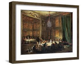 Dinner of the Prince of Conti (1717-76) in the Temple, 1766-Michel Barthélémy Ollivier-Framed Giclee Print