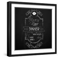 Dinner on the Restaurant Menu Chalkboard-incomible-Framed Art Print