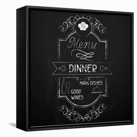 Dinner on the Restaurant Menu Chalkboard-incomible-Framed Stretched Canvas